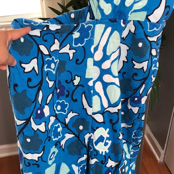 RHODE X Target Blue Floral Linen Blend Short Sleeve Wide Leg Jumpsuit Small - Picture 7 of 17